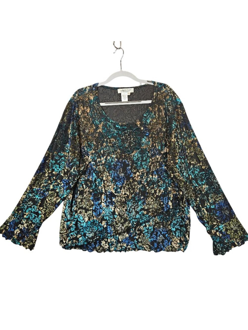 Coldwater Creek Floral Print Blouse Womens 2X Top colorful career office modest